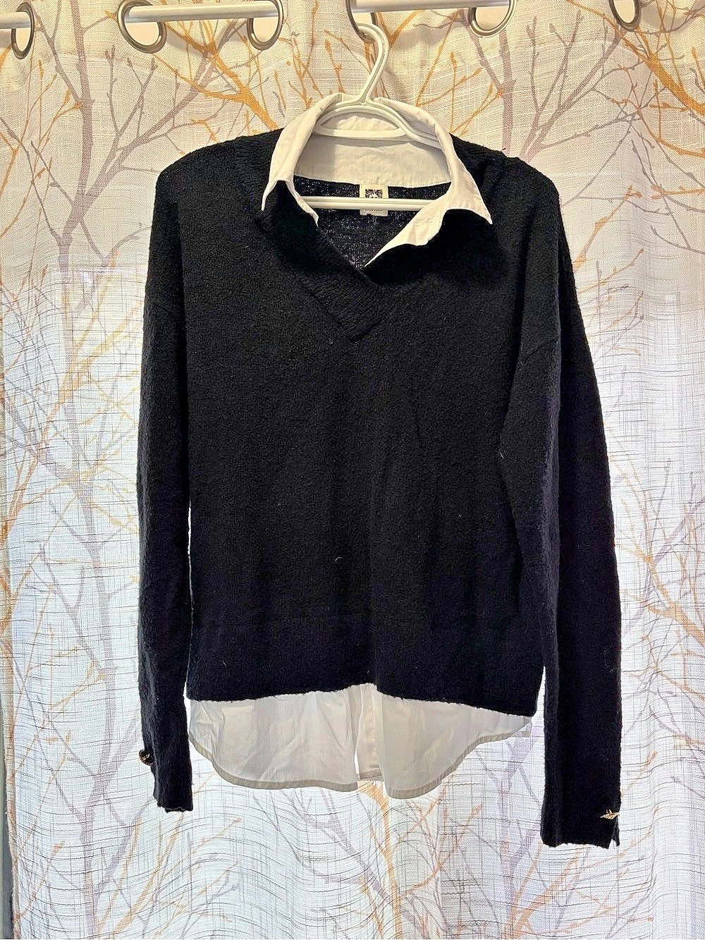 Anne Klein Black Layered Long Sleeve Sweater